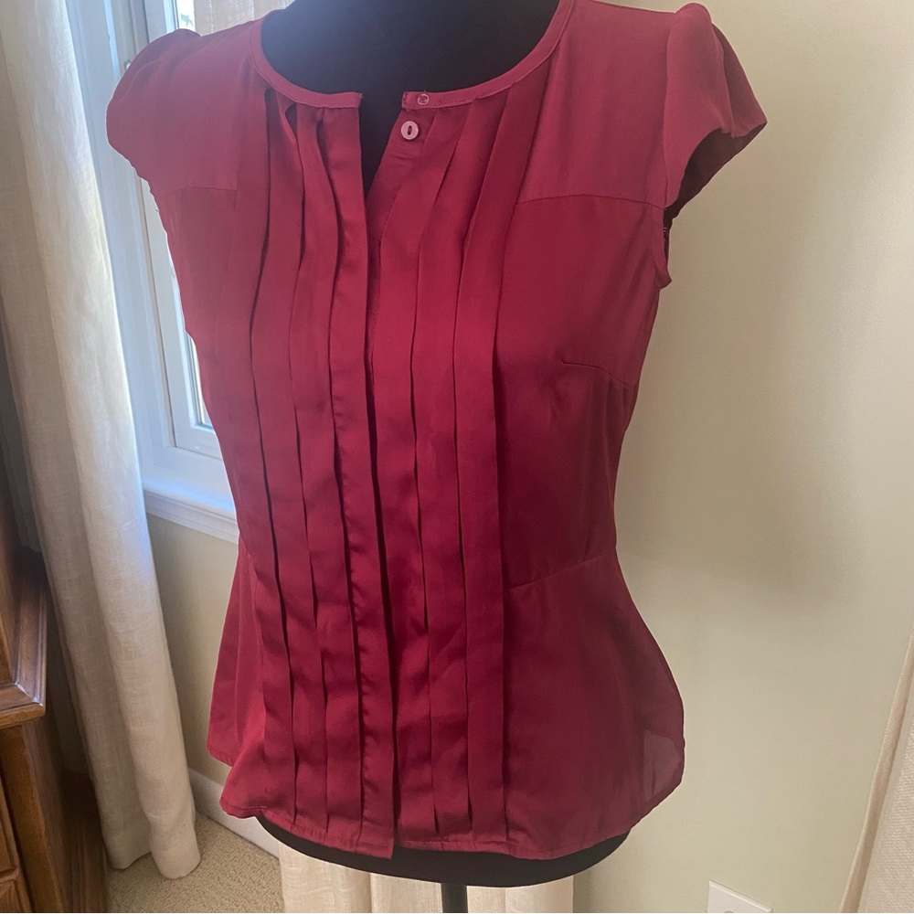 Worthington Multi-Media Raspberry Red Pleated Blo… - image 1